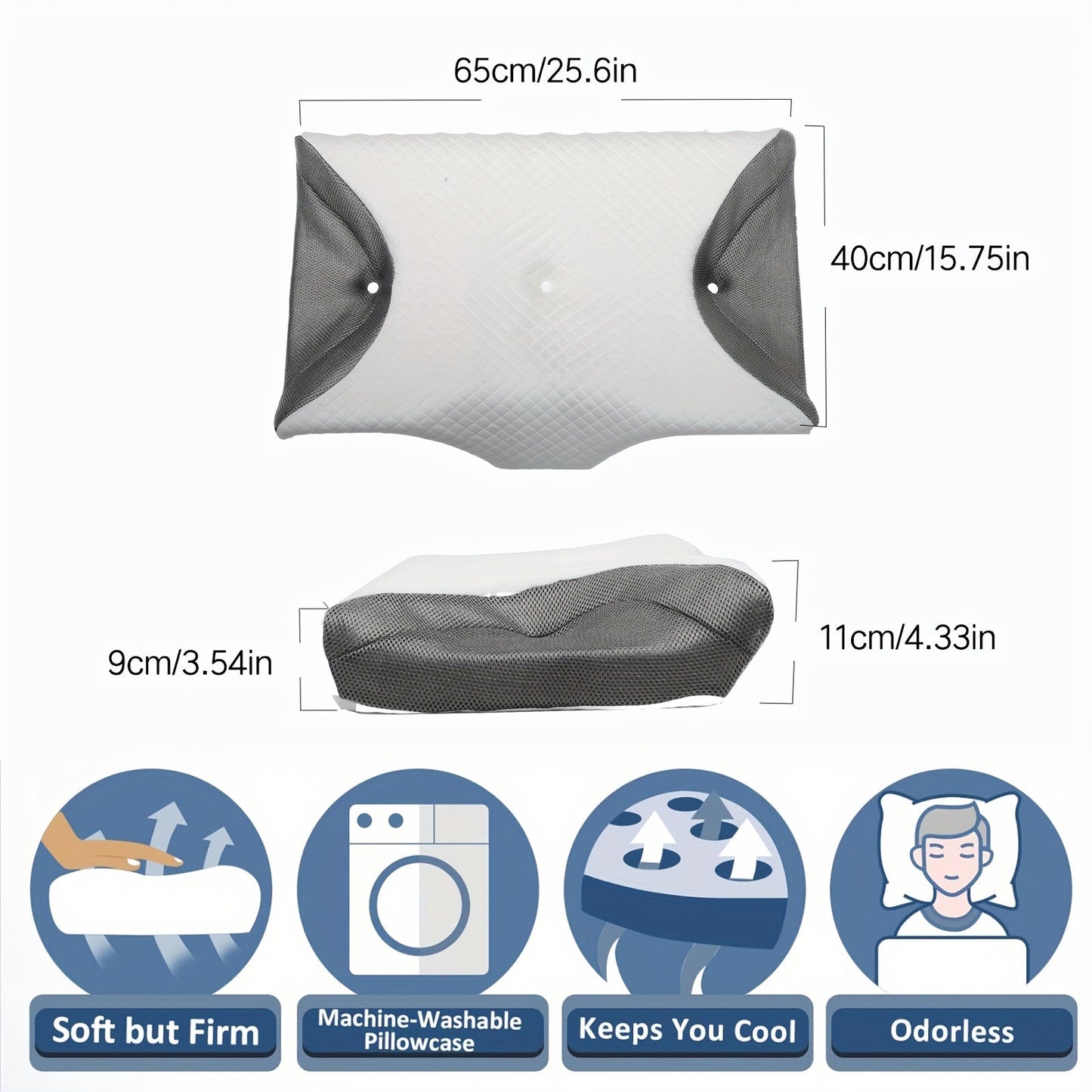 Get a 1-piece memory foam pillow designed specifically for side sleepers. This cervical pillow is perfect for relaxation and ideal for those using CPAP machines. Say goodbye to air leaks, hose tangles, and mask pressure with this Sleep Apnea Pillow. It