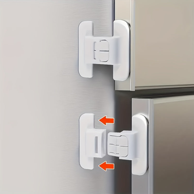 2-piece set of refrigerator door closers with automatic locking mechanism for universal fit and enhanced safety buckle design for safe closure and preventing door sagging.