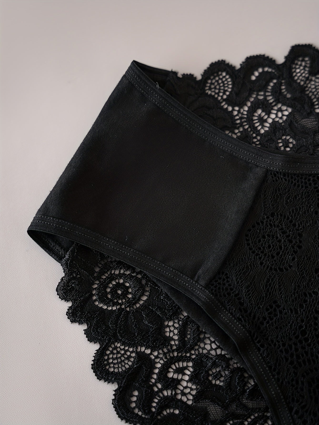 3 solid lace briefs, comfortable and breathable, perfect for women's lingerie and underwear.