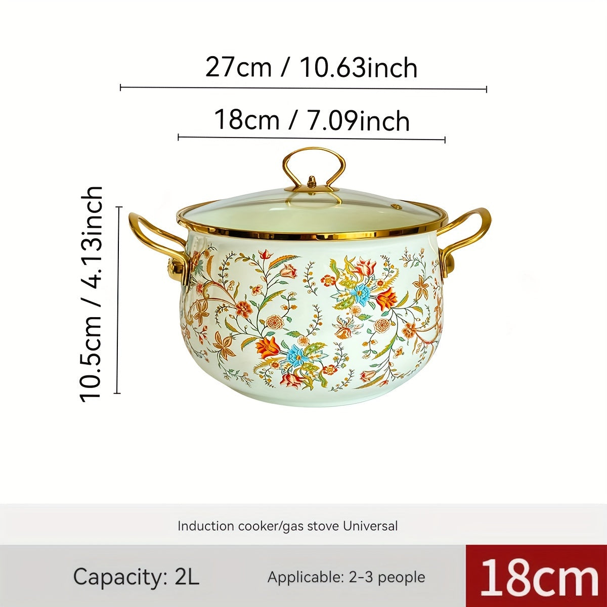 One piece of handmade enamel saucepan - Thick enameled pot perfect for stews, soups, serving at the table, and displaying in the kitchen - Spacious and easy to clean, suitable for gas, open flame, and induction cooktops.