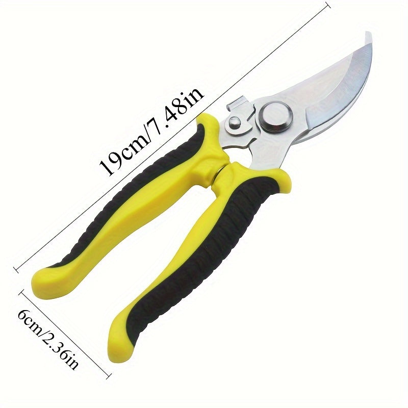 Durable stainless steel pruning shears for fruit trees and thick branches, perfect for flower arrangements, with ergonomic design for easier use.