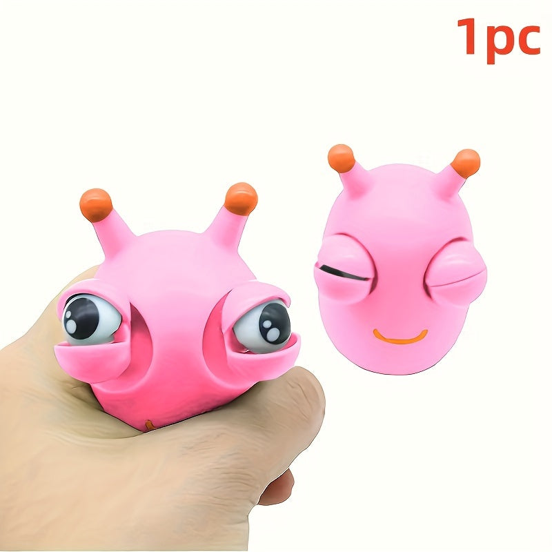 Caterpillar fidget toy with pop-out eyes, plastic, non-electric, for stress reduction, 3-6 years, fun pinch toy for decompression and play