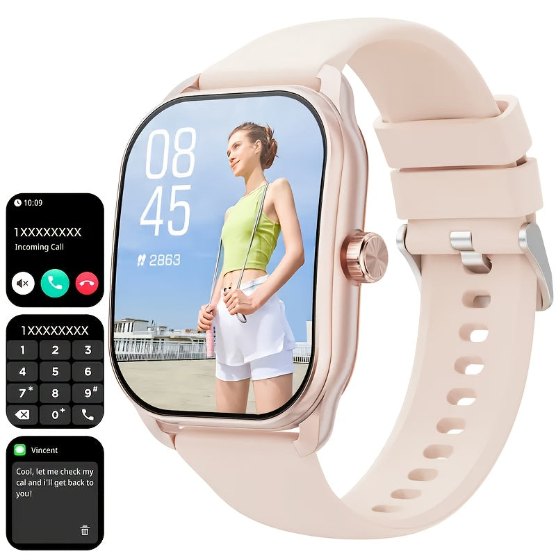 LZUEFK Smart Watch featuring wireless calling & notifications, multiple sports modes, USB charging, water-resistant up to 5m. Suitable for both men & women, this sleek smartwatch includes a