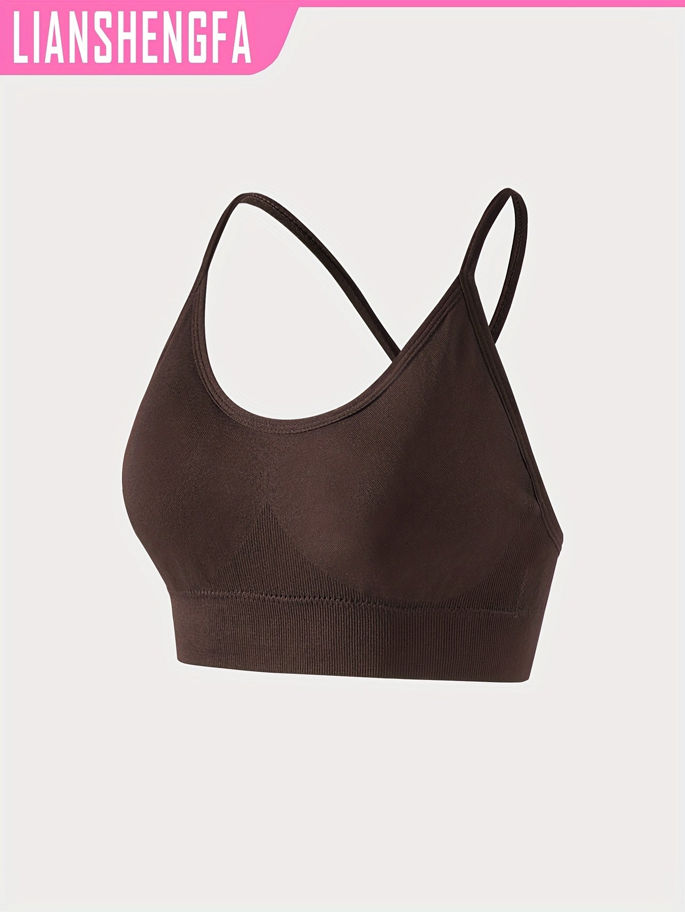 High-elastic sports bra with seamless design and high-intensity shock resistance, featuring breathable cross shoulder straps for yoga and fitness.