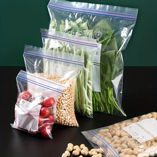 Clear Zipper Bag available in quantities of 15, 20, 30, 40, and 65 pieces. Ideal for storing biscuits, cookies, candy, snacks, dry fruits, grains, cereals, and spices. These portable, leakproof bags are perfect for keeping food fresh in the fridge. Can