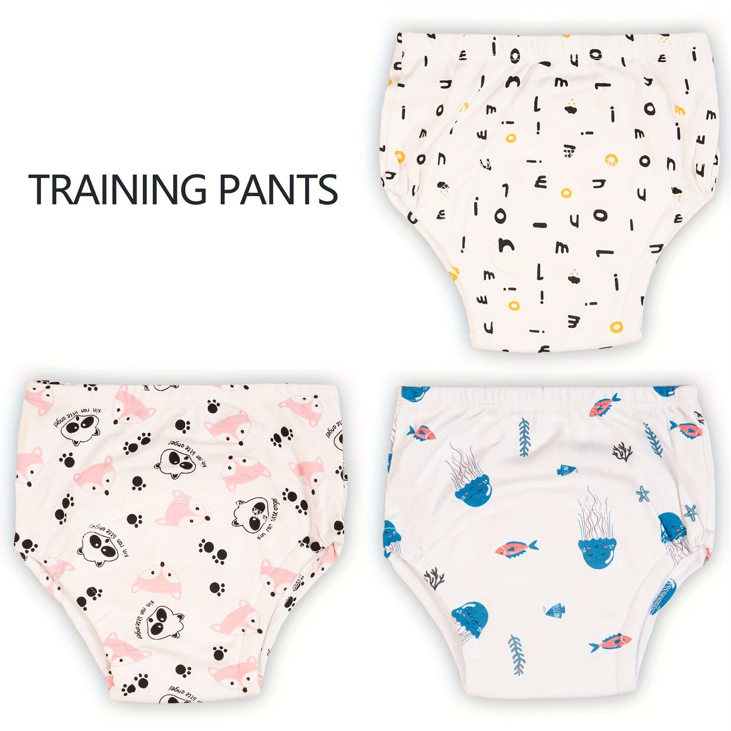 2 pairs of soft potty training pants for girls - reusable cloth diapers with cartoon print in mixed colors/white/pink - great gifts for Halloween and Christmas