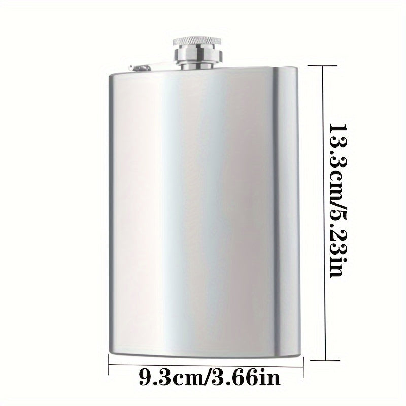 Durable stainless steel flask ideal for wine, whiskey, and vodka. Perfect gift for holidays or Father's Day.