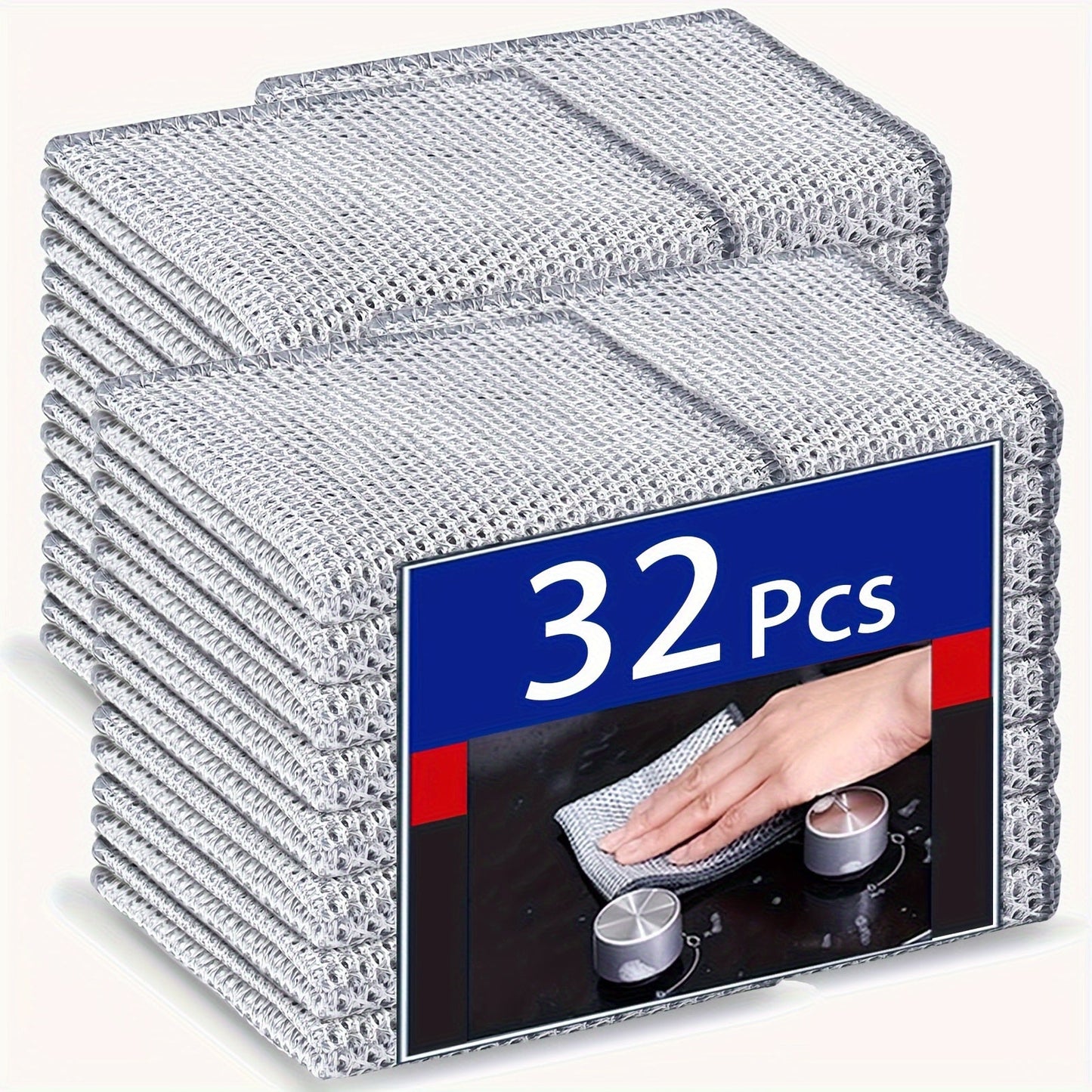 The Miracle Cleaning Cloth Set includes 12, 18, 24, or 32 pieces of super durable mesh microfiber cloths. These cloths are perfect for both dry and wet cleaning, making them ideal for tableware, metal surfaces, and more. They are designed to be