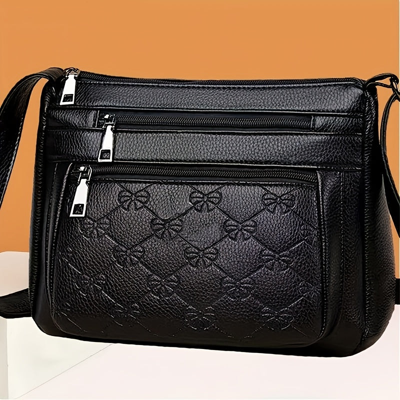 Stylish Black Nylon Crossbody Bag with Tassel - Lightweight, Casual Shoulder Purse for Women.