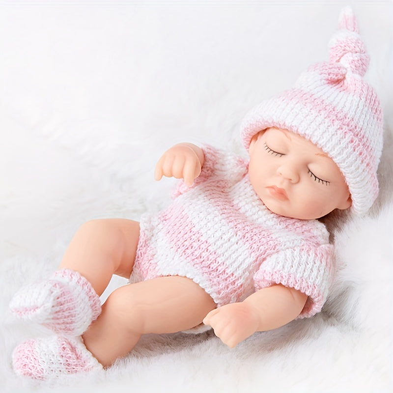 Mini Reborn Doll with Soft Glue Simulation, Full Body, Sleeping Baby Design