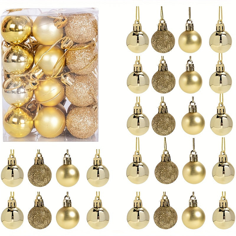 24-piece set of mini shatterproof Christmas tree ornaments for party decorations and supplies.