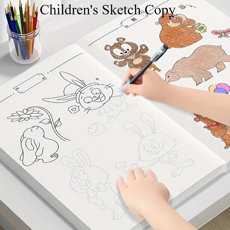 Milishu's Funny Animal Line Tracing Copy Manual: Children's Sketch Copy for Ages 3+