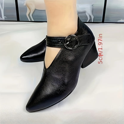 Ladies' summer ankle strap heels with pointed toe and buckle closure