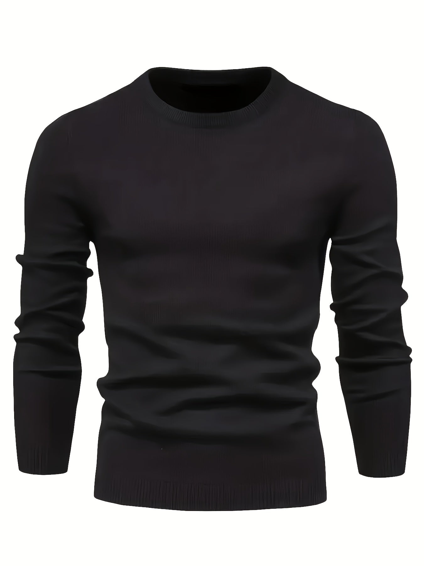 Men's geometric pattern crew neck sweater, long sleeve, regular fit, made of 42% acrylic, 28% polyamide, and 30% polyester. Suitable for all seasons.