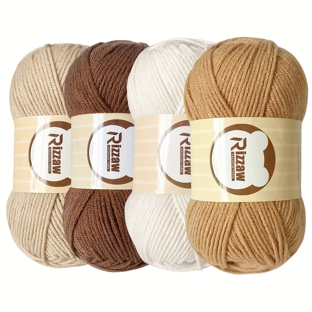 Morandi color set with 4 strands of yarn for crochet projects, including blanket, clothes, tote bag, and slippers. Each strand is 50g.