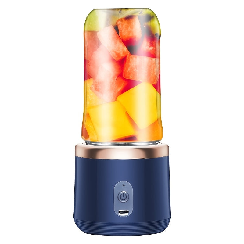 Portable USB Rechargeable Blender with 2 Cups - 13.4OZ Smoothie Mixer, 6-Speed Adjustable, Ideal for Fruits, Vegetables, and Smoothies. Features Built-in 400mAh Battery for Camping, Dining, and Outdoor Use.