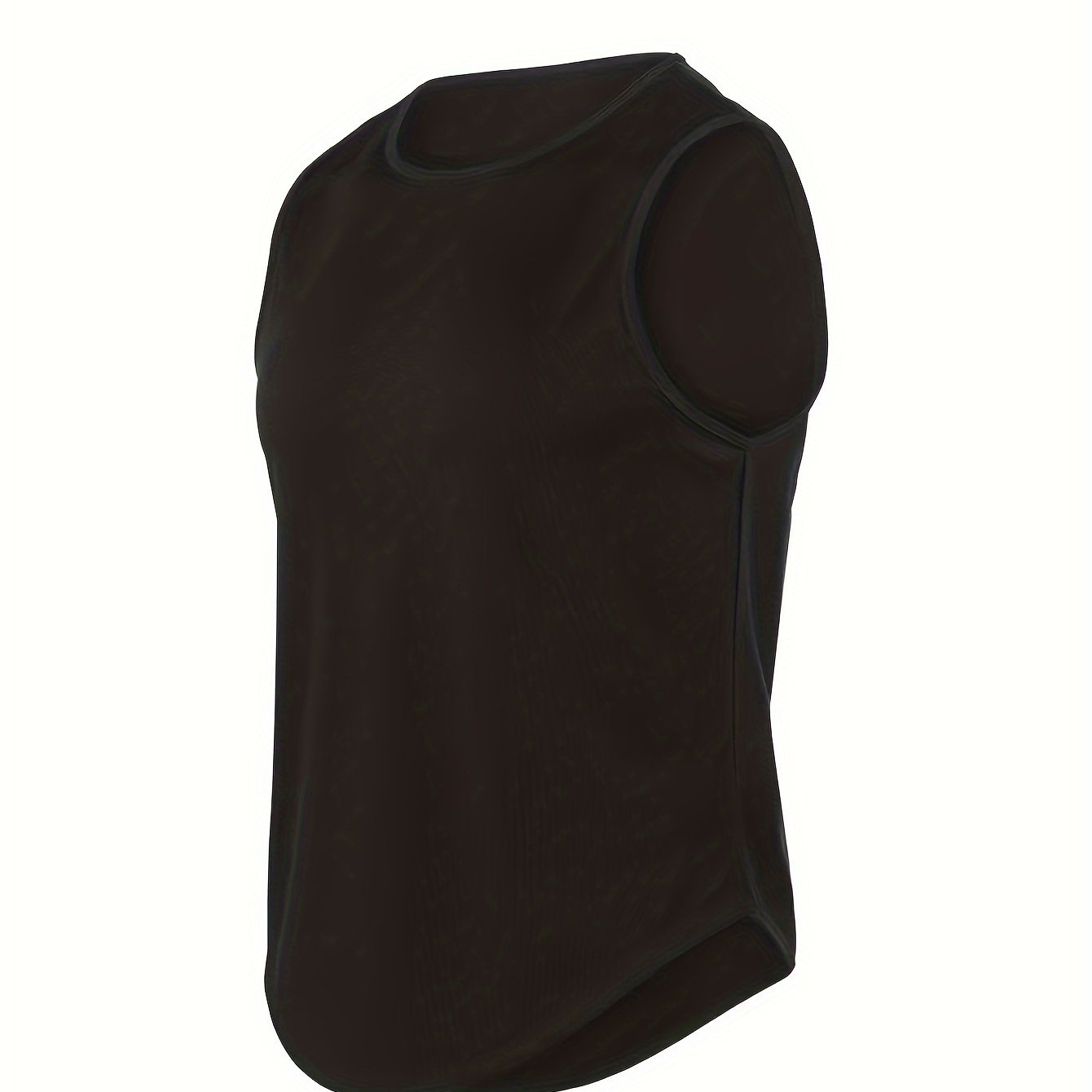 Men's Quick-Dry Sleeveless Gym Shirt - Lightweight design, moisture-wicking polyester mesh tank, suitable for running and fitness. Features round neck, regular fit, and casual sports style