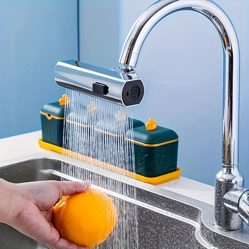 This product is a versatile 3-way water outlet faucet adapter made of durable ABS material. It is easy to install and does not require any electricity. Perfect for use in the bathroom as a sink accessory, this multi-functional dispenser offers