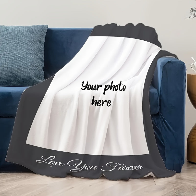 Personalize your flannel blanket with cherished pictures of family, friends, pets, and more. A cozy and thoughtful gift to treasure forever, perfect for napping and cuddling.