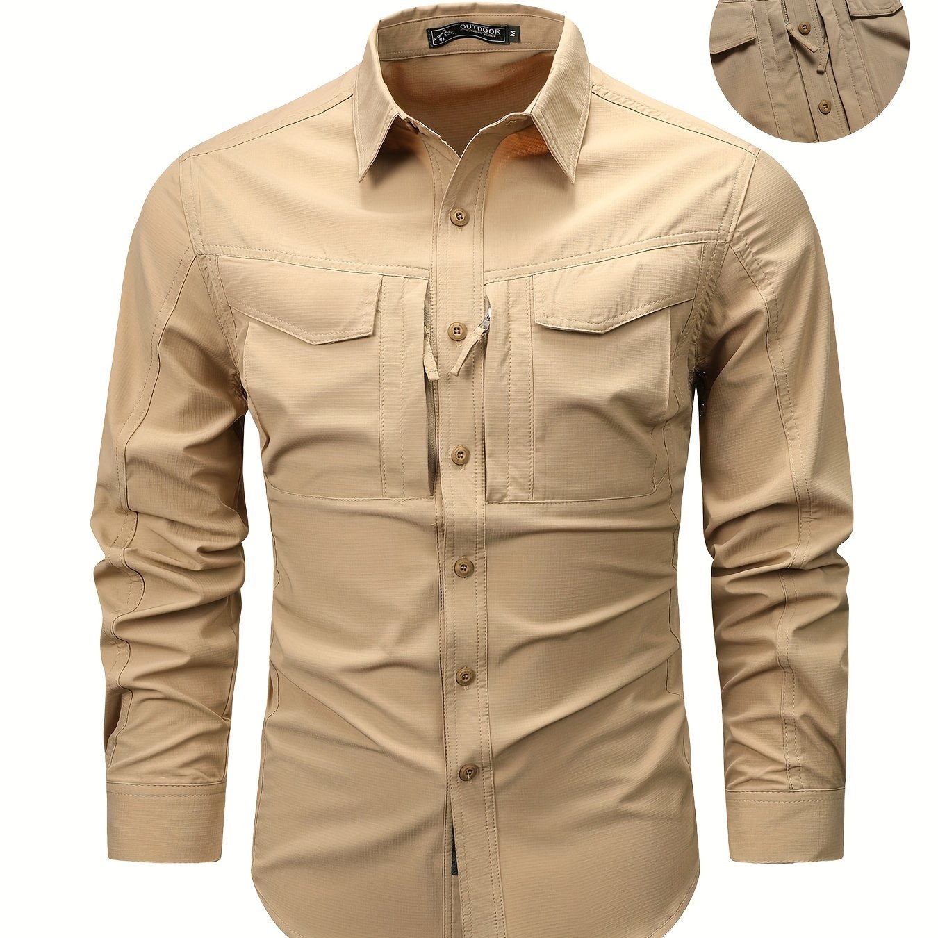 Multi-pocket combat shirt with quick-drying fabric, ventilation holes, and thin style.