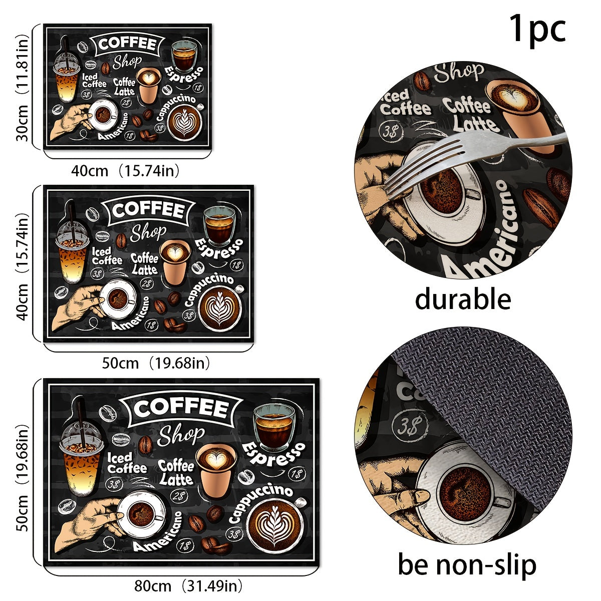 Retro Coffee Patterns 1pc Coffee Pad Set: Keep Your Coffee Bar Moisture-Proof and Stylish with Absorbent Rubber Dishwashing Pads, Placemats, and Countertop Protectors - Perfect for Coffee Machines and Kitchen Accessories!