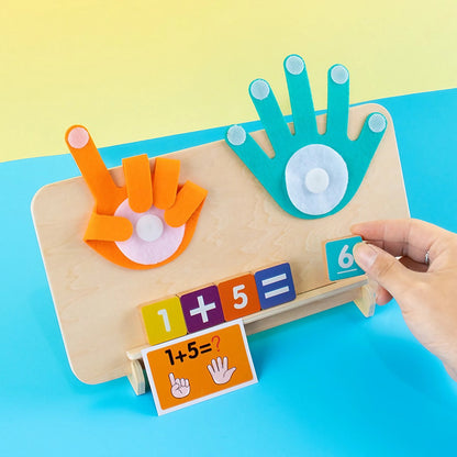 Wooden Finger Arithmetic Teaching Aids for Children, Educational Toys for Enlightenment and Kindergarten Learning of Mathematical Operations Addition and Subtraction with Cognitive Matching Board