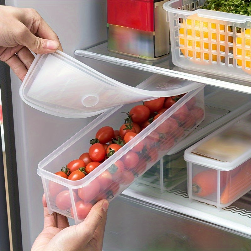 Rectangular Noodle Storage Box with Lid – Keep Your Fresh Ingredients Fresh! A Reusable Plastic Container Perfect for Refrigerator Storage, Ideal for Organizing Various Grains in Your Kitchen. Featuring a Hanging Sealed Design for Added Convenience.