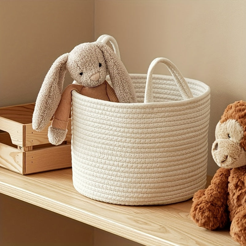 Stylish Round Fabric Laundry Baskets with Convenient Handles - Ideal for Organizing Toys, Snacks, and Clothes - Perfect for Adding a Touch of Style to Any Room