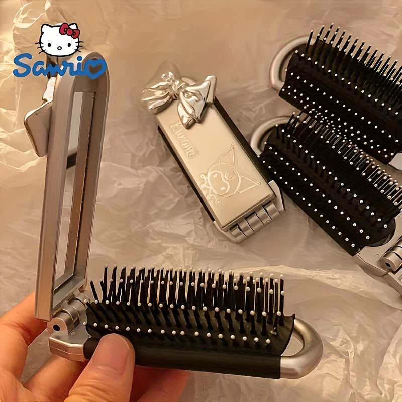 Portable, foldable dual-use comb and mirror featuring Hello Kitty design ideal for college girls, travelers, and back to school parties. Great holiday gift.