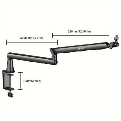 RODD Aluminum Microphone Boom Arm Stand with Desk Clamp, Cable Management, XLR Compatible, for Podcasts, Streaming, Gaming.