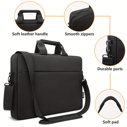 TECOOL large capacity multifunctional shoulder computer storage bag fits 14-17 inch laptops, documents, and is water-resistant in black for men or women.