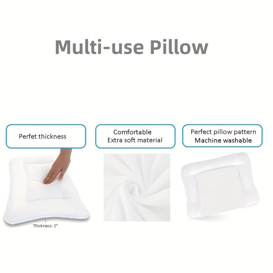 Quilted White Toddler Pillow made of 100% Polyester, Ultra Soft and Breathable, Machine Washable, Ideal for Kids' Travel, Small Size