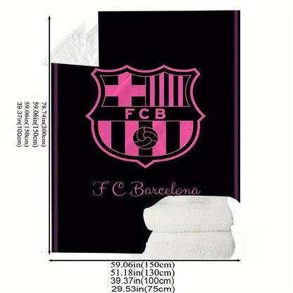 Stay warm and cozy with this F.C. Barcelona fan gift blanket. Perfect for all-season comfort, office naps, and air conditioning wraps. Made from durable and machine washable polyester with a contemporary style, this blanket is 100% perfect for indoor and