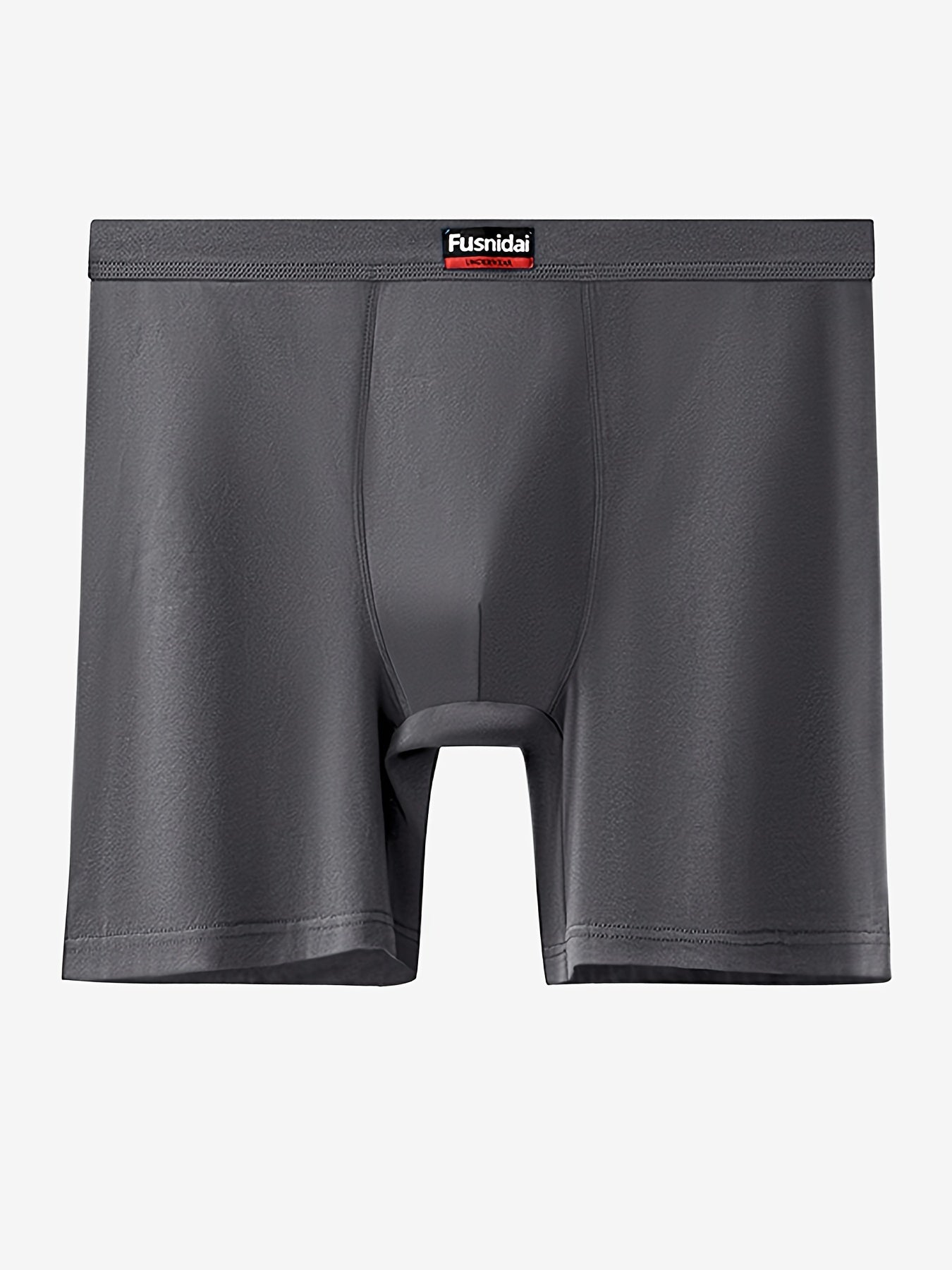 Fusnidai Men's Cotton Boxer Briefs - High Waist, Extended Length, Breathable, Sweat Absorbent, Plus Size Available