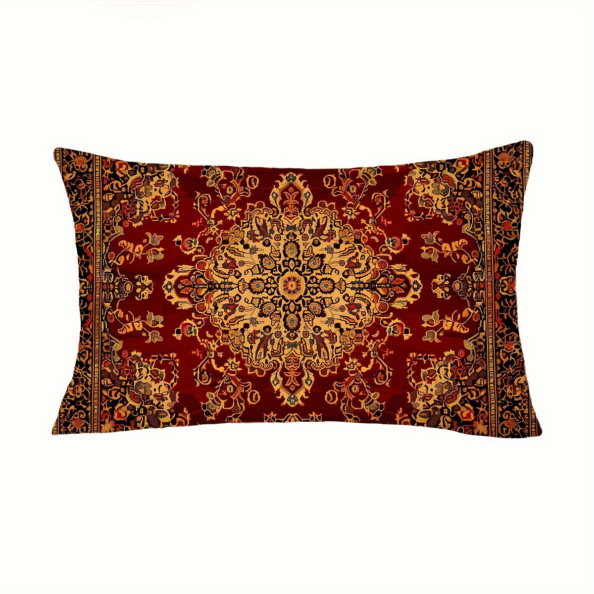 Geometric red tribal printed throw pillow cover in two sizes, perfect for home decor in living room or bedroom. Does not include pillow insert.