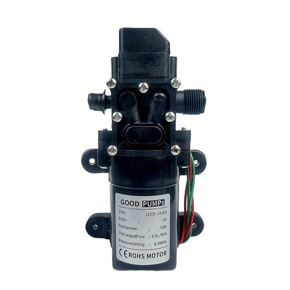 High-Pressure 130PSI Diaphragm Water Pump - Self-Priming, 6L/Min Flow | Easy Installation for RVs, Boats, and Gardens | Durable 12V with Auto Switch.