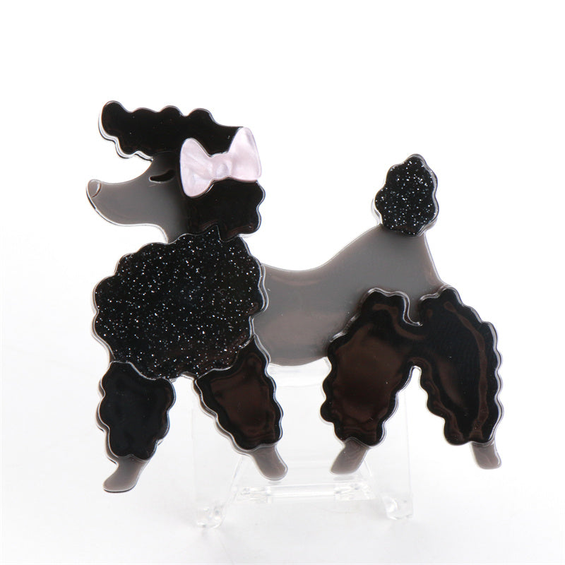 Add flair to your outfit with this Acrylic Black Poodle Brooch! This unique pin exudes charm and adds a touch of sophistication to any look. It makes a perfect accessory gift for friends during the holiday season.