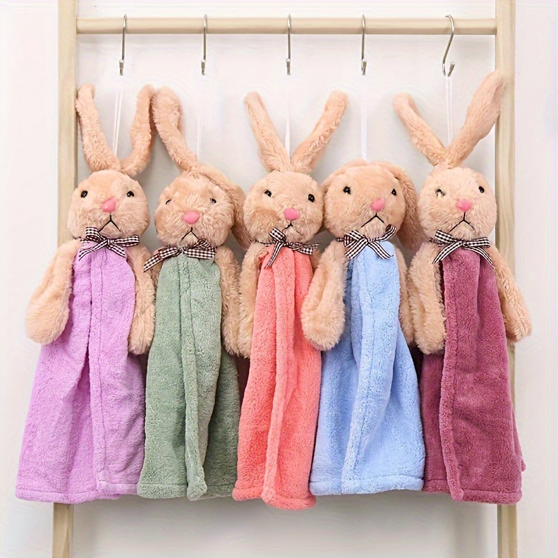 Little Rabbit Pattern Decorative Towel, Ultra-Fine Microfiber, Absorbent Fingertip Towel Perfect for Easter, Super Soft for Kitchen and Bathroom.