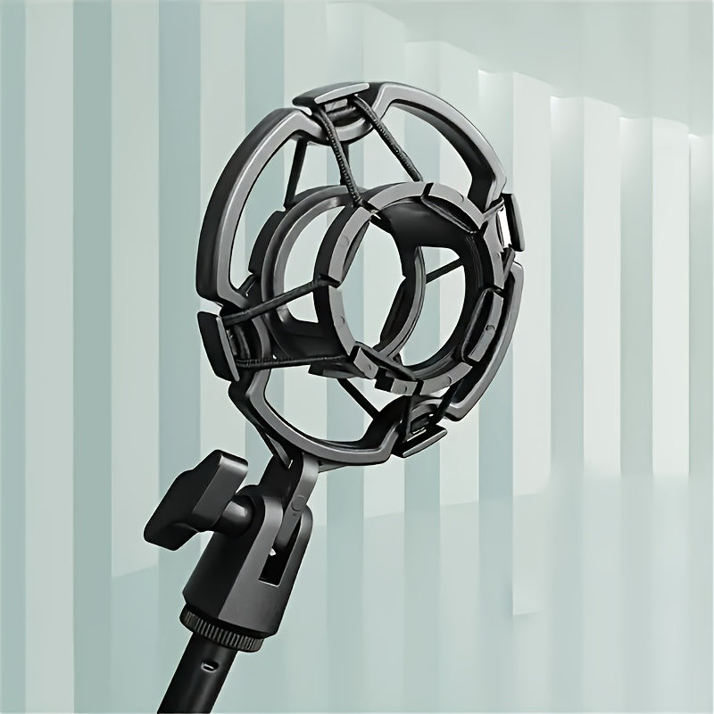 Universal professional microphone shock mount with 3/8/M16 thread, mic clip compatible with most boom arms and microphone stands for smooth recording.