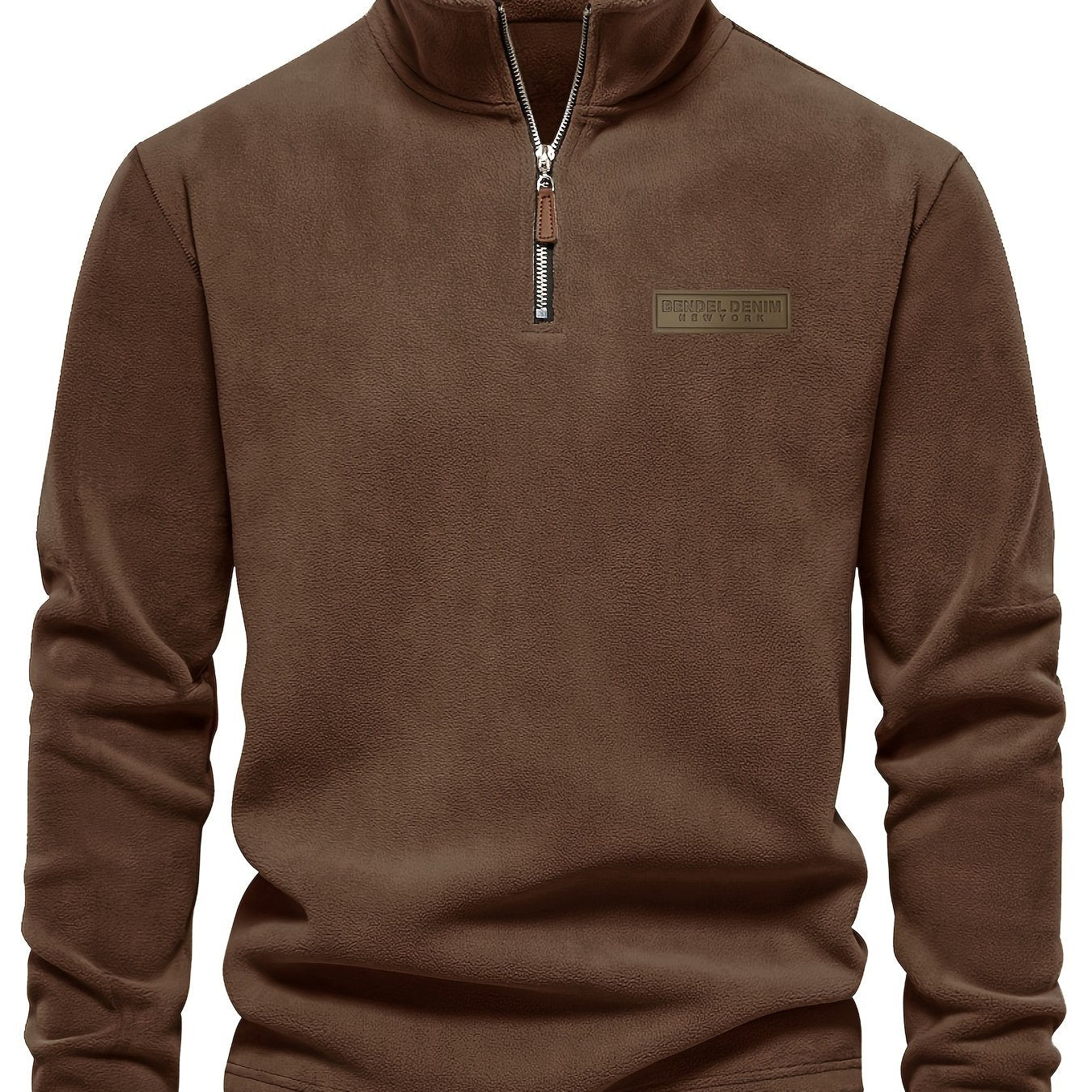 Men's Half-Zip Fleece-Lined Sweatshirt- Casual, Stand Collar, Long Sleeve for Fall/Winter