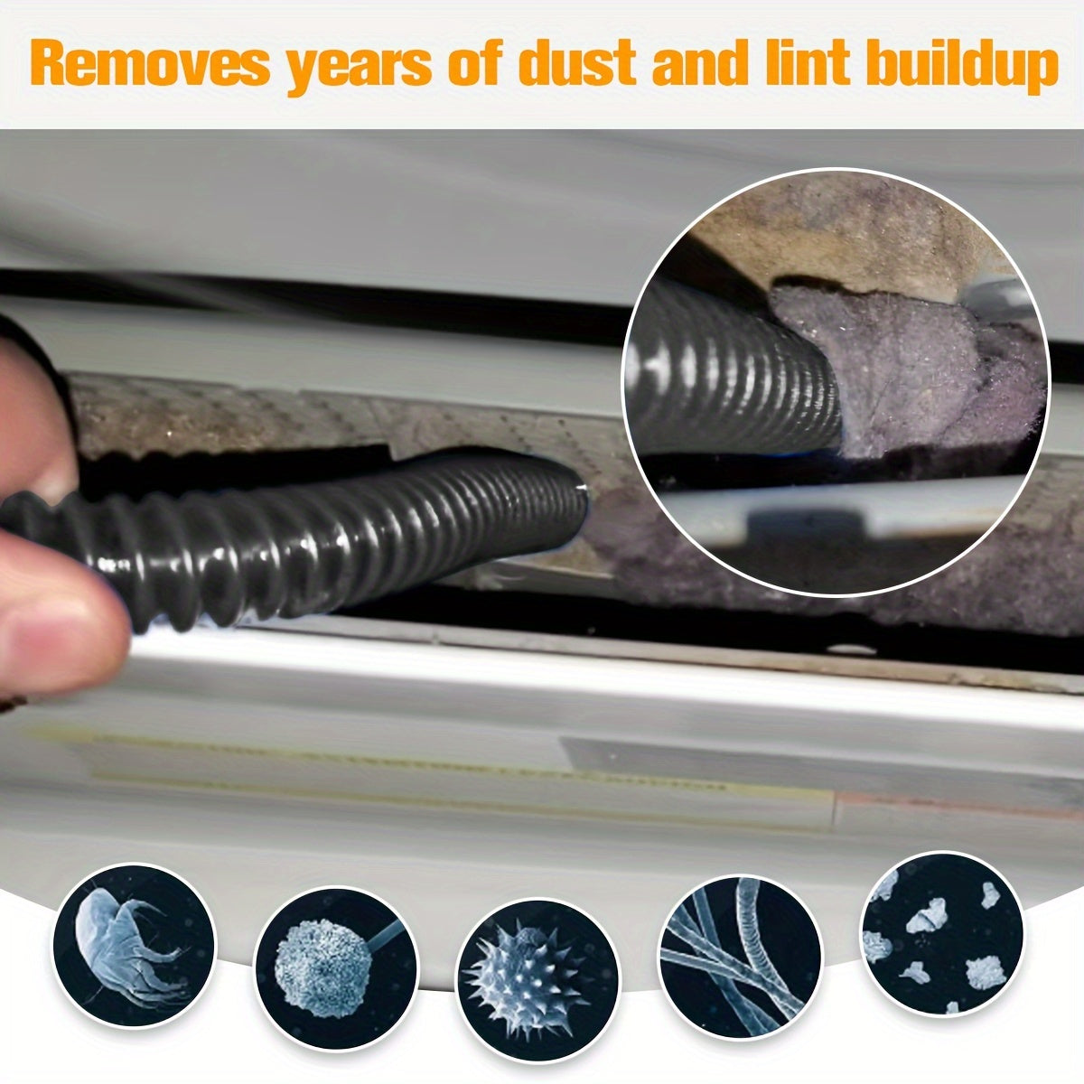 Dryer Vent Cleaner Kit with Lint Brush and Vacuum Hose Attachment for Most Vacuum Cleaners (Compatible with Bissell, Shark, Miele) - Includes Lint Remover, Vent Trap Brush, and Refrigerator Coil Brush - Grey Color