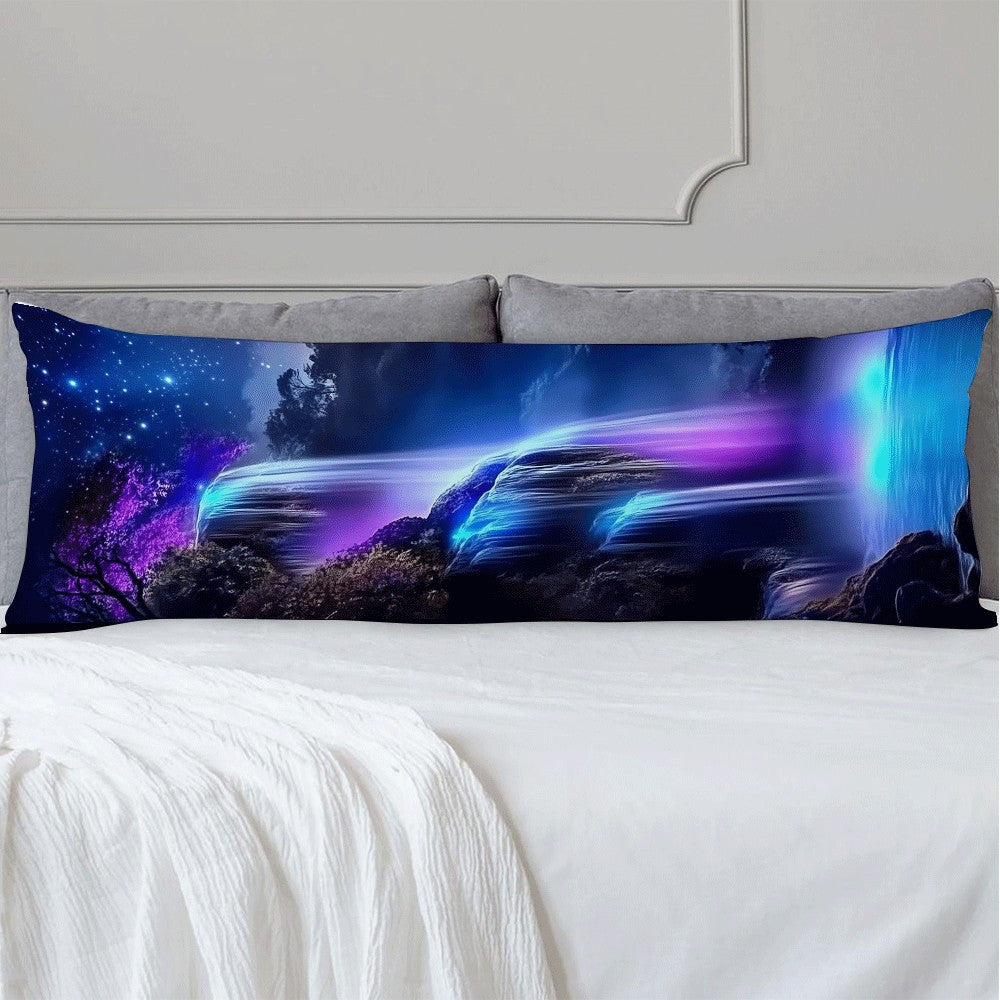 Elegant Purple Moonlight Falls Extra Long Pillow Cover 137.16x50.8cm - Multi-functional Waist & Body Cushion Case for Bed, Sofa, Farmhouse Decoration | Contemporary Design with Zipper Closure | Easy to Clean in the Washing Machine