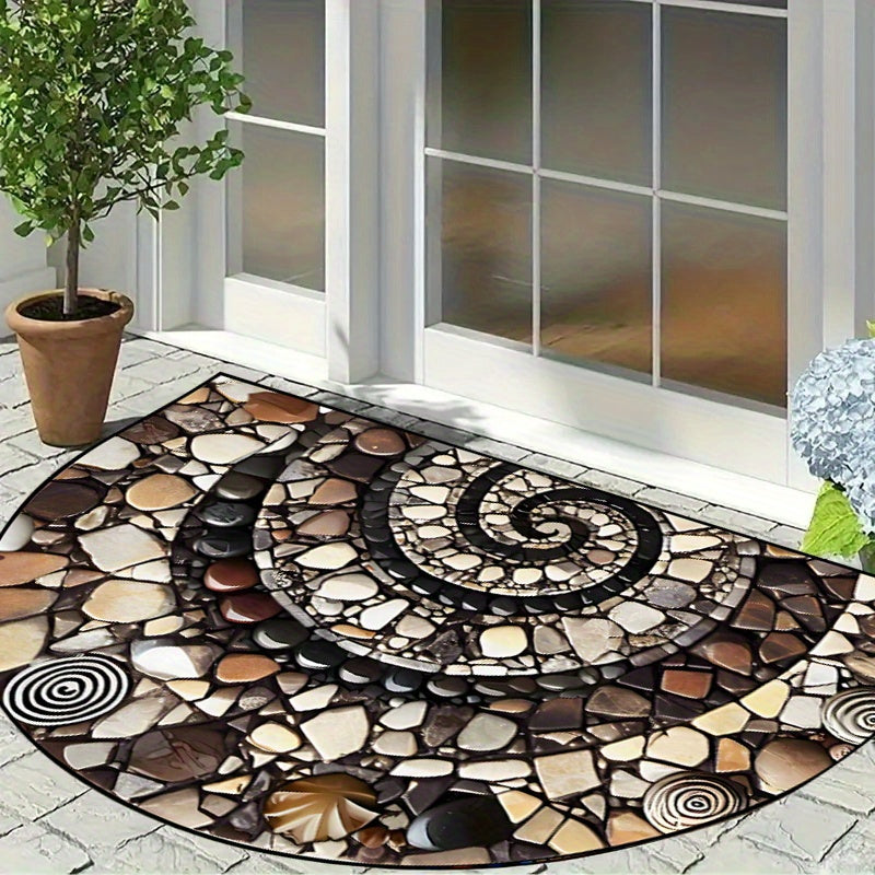 1 piece of Pebble Flower Welcome Mat - Non-slip, Easy to Clean, Semi-circle Design for Indoor and Outdoor Use - Perfect for Entryways, Kitchens, Bathrooms, Patios, and Balconies as a Decorative Touch