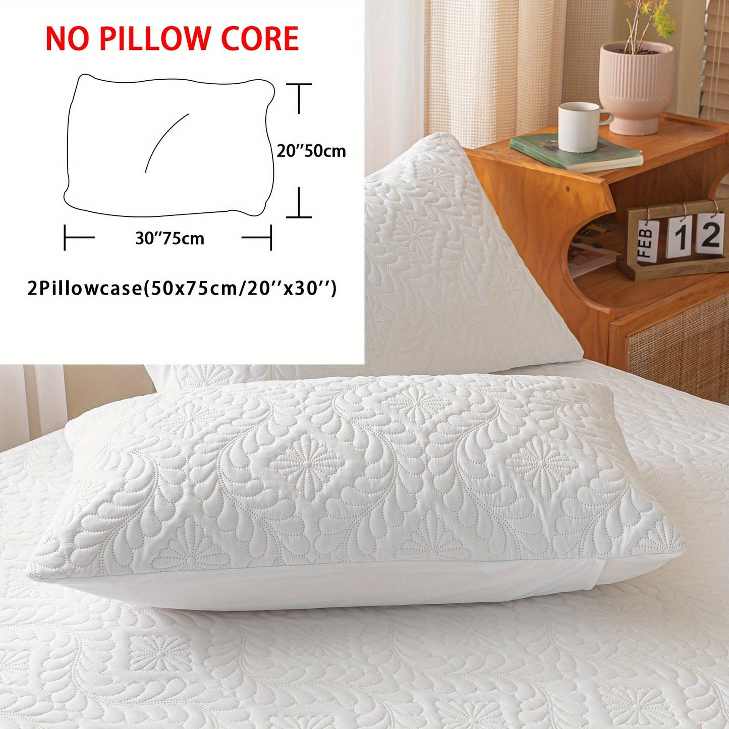 One set of two pieces of 100% waterproof mattress protector pillowcases made of 3D air bamboo fabric. The mattress cover is designed to provide cooling and is smooth, soft, and breathable. It is noiseless and washable, with a deep pocket size ranging