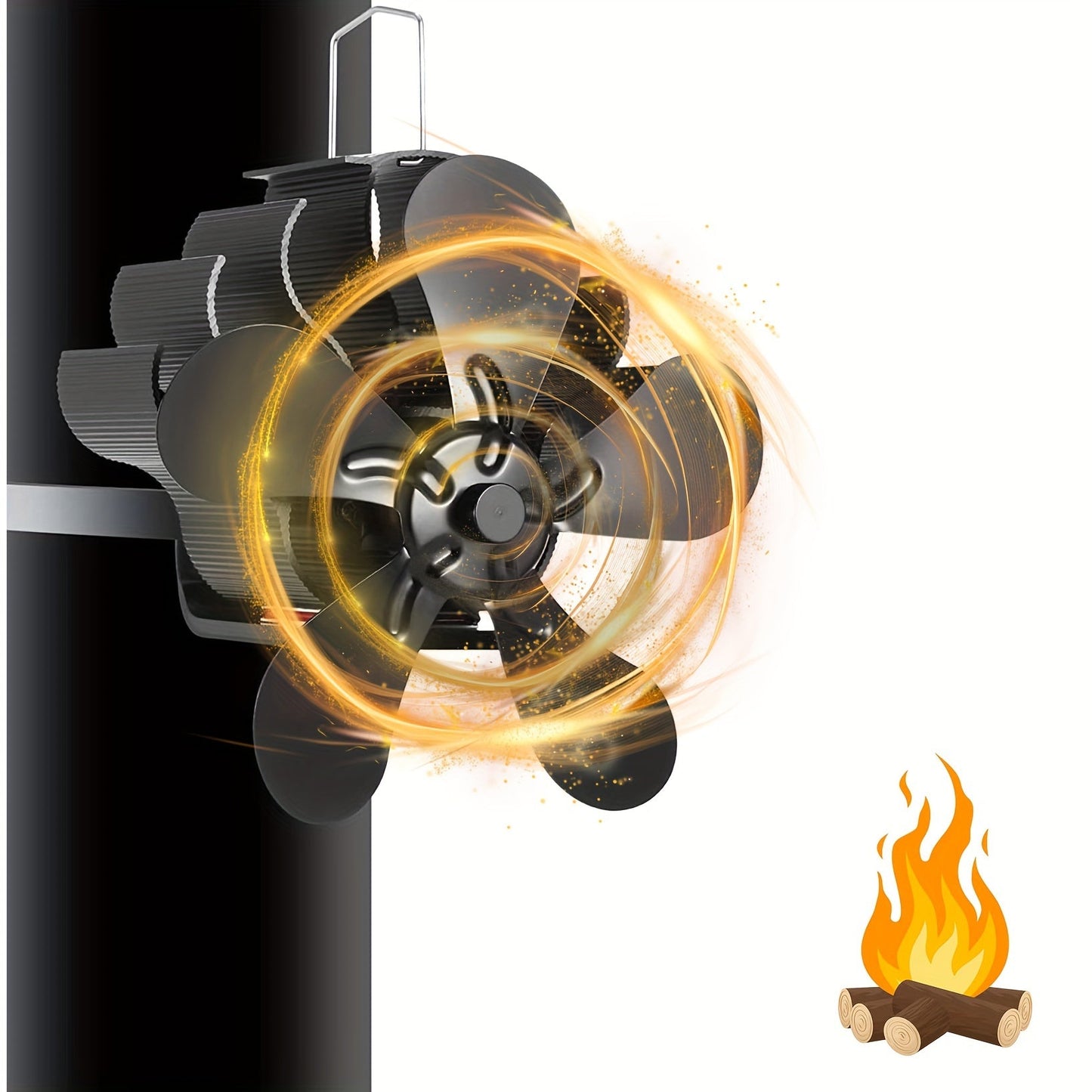 PANDAFAUCET Wood Stove Fan - Heat Powered for Gas/Pellet Log Burners - Brushed Aluminum, Quiet Operation, Portable with Switch, No Electricity Required, Improves Air Flow.