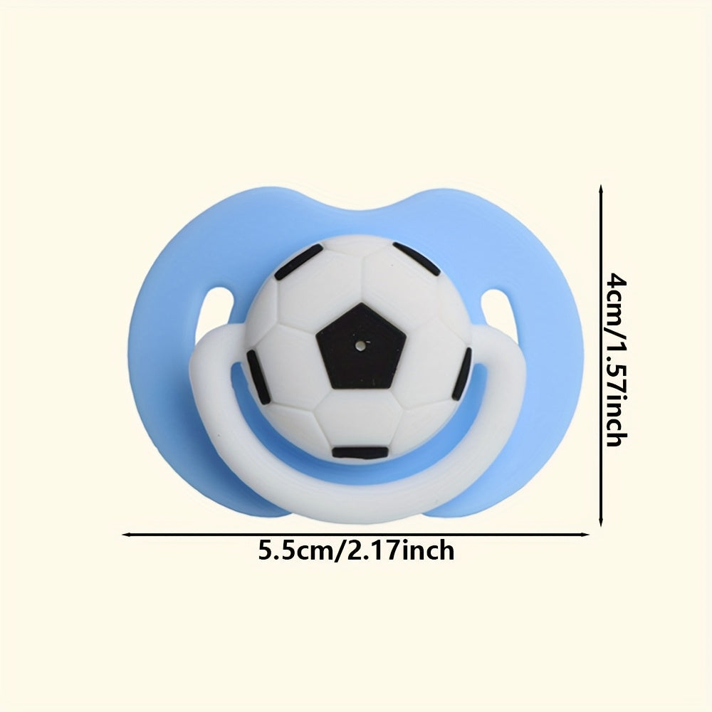 Soccer Ball Design Silicone Pacifier for Ages 0-6 - Single-piece Construction, Simple to Wash, Gentle on Teeth, Comes in Red, Blue, Green, Pink