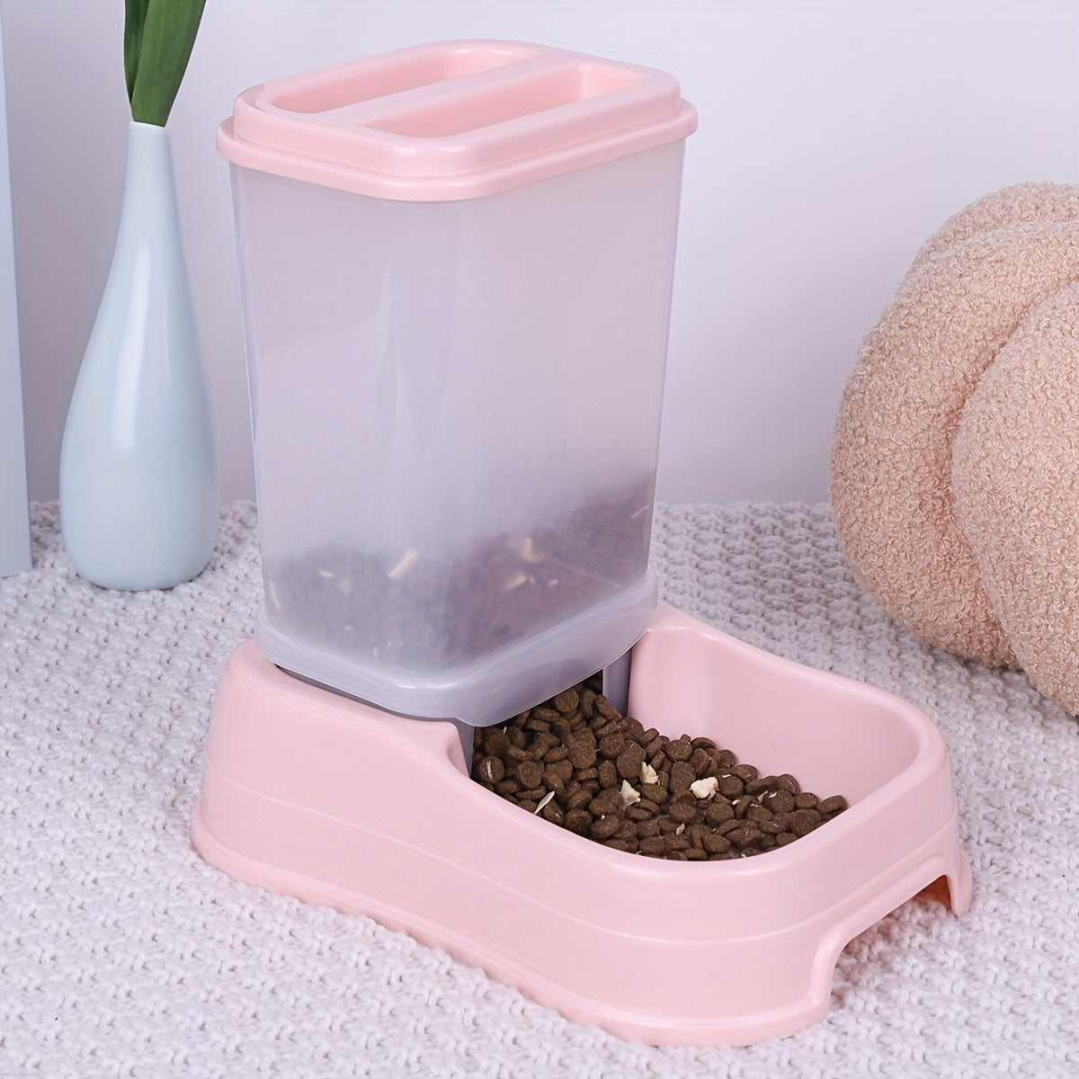 Super Large Capacity Automatic Pet Feeder - Non-Electric, Ideal for Cats & Dogs Indoor Use.