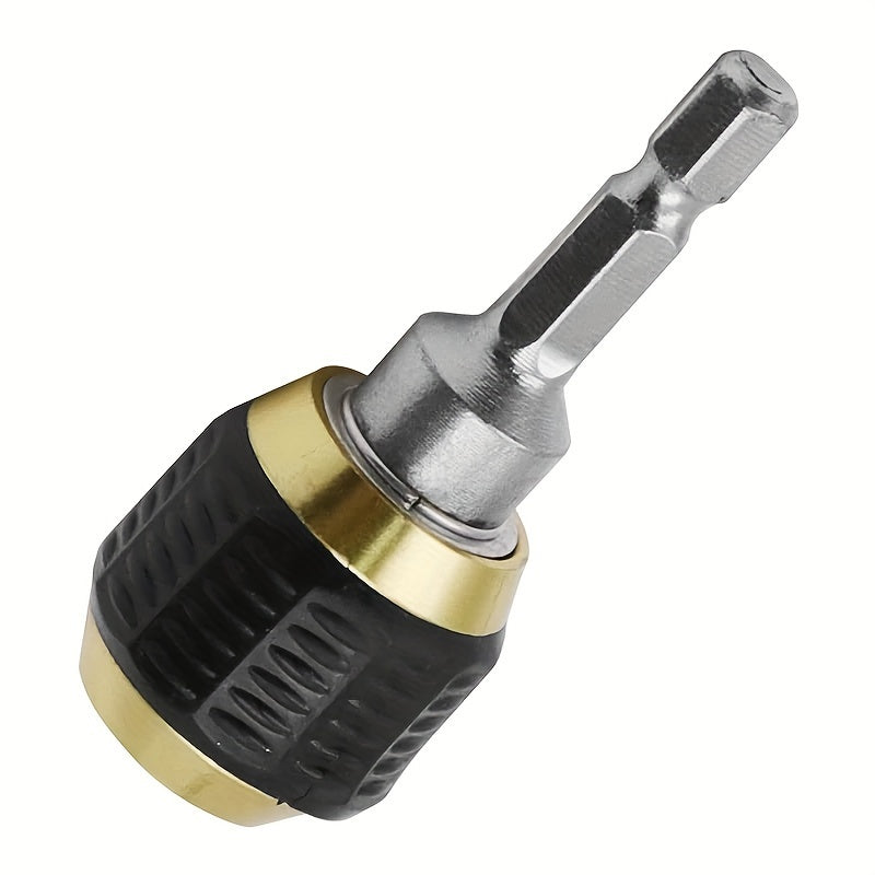 1pc Chrome Vanadium Steel Quick Release Hexagonal Drill Bit Adapter with Self-Locking Extension Rod and 3 Sockets. Durable Knurled Grip for Secure Handling, Ideal for Tight Spaces.