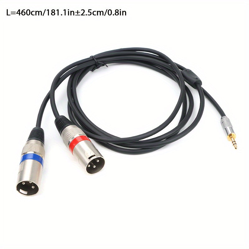 Gold-plated 3.5mm to XLR male audio cable with pure copper and dual XLR connectors for connecting mobile phones and computers to mixing consoles.