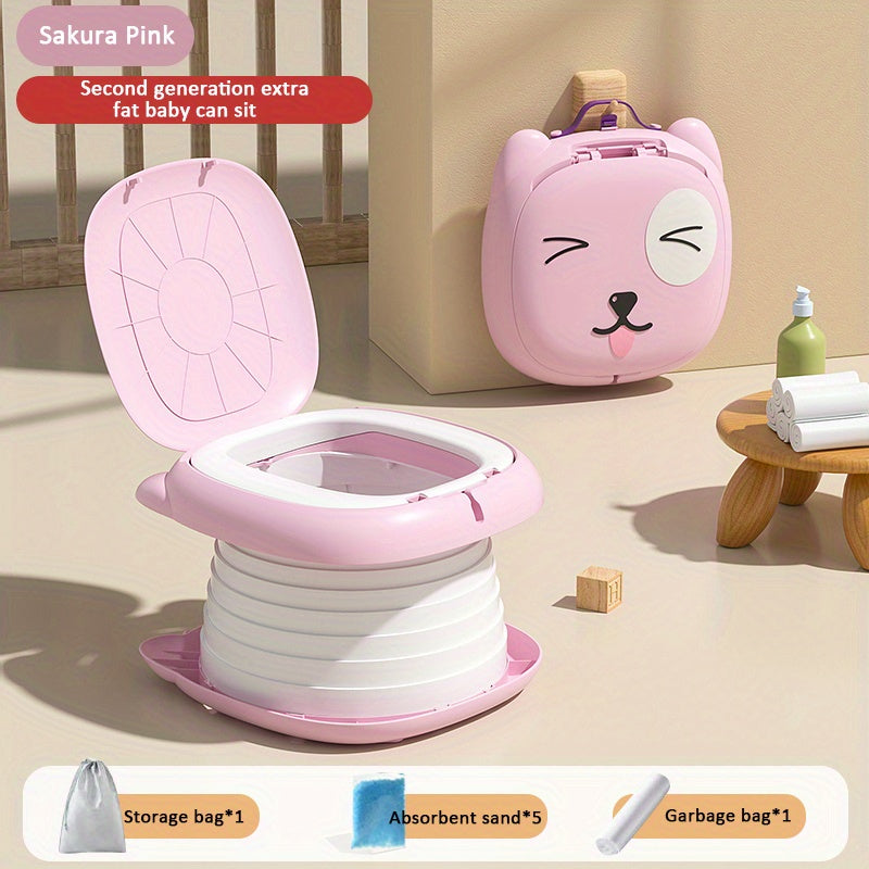 Child Kids Travel Toilet, a portable infant folding potty seat that is foldable for emergencies and training purposes, suitable for both boys and girls.